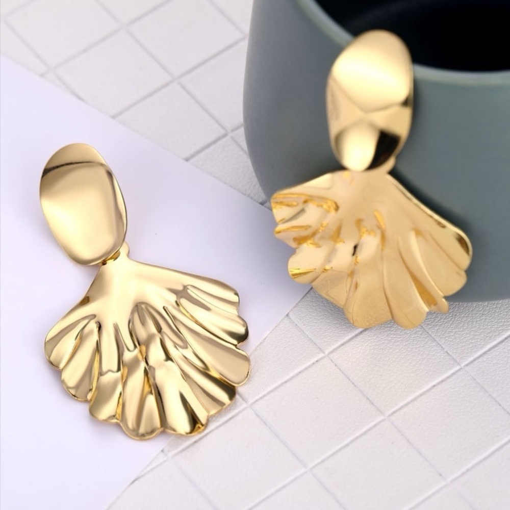 Gold Fan Statement Earrings